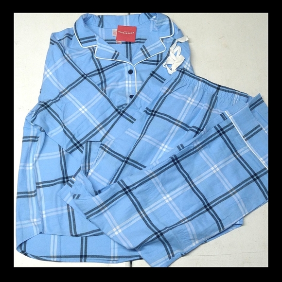 NEW! Women's Plaid Flannel 2pc Pajama Set, Blue - Wondershop Holiday - Picture 2 of 16